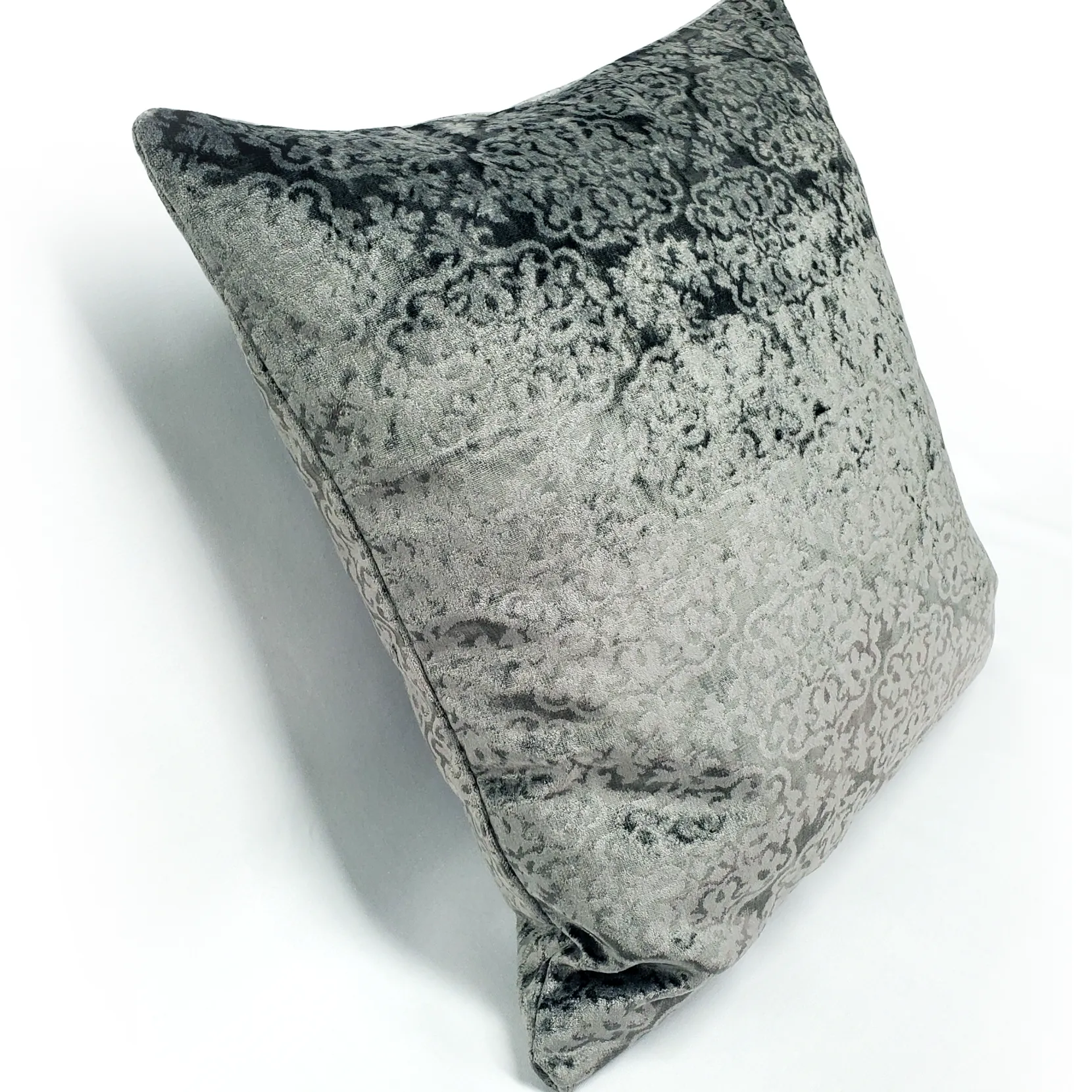 Artemis Pewter Gray Velvet Throw Pillow 20x20