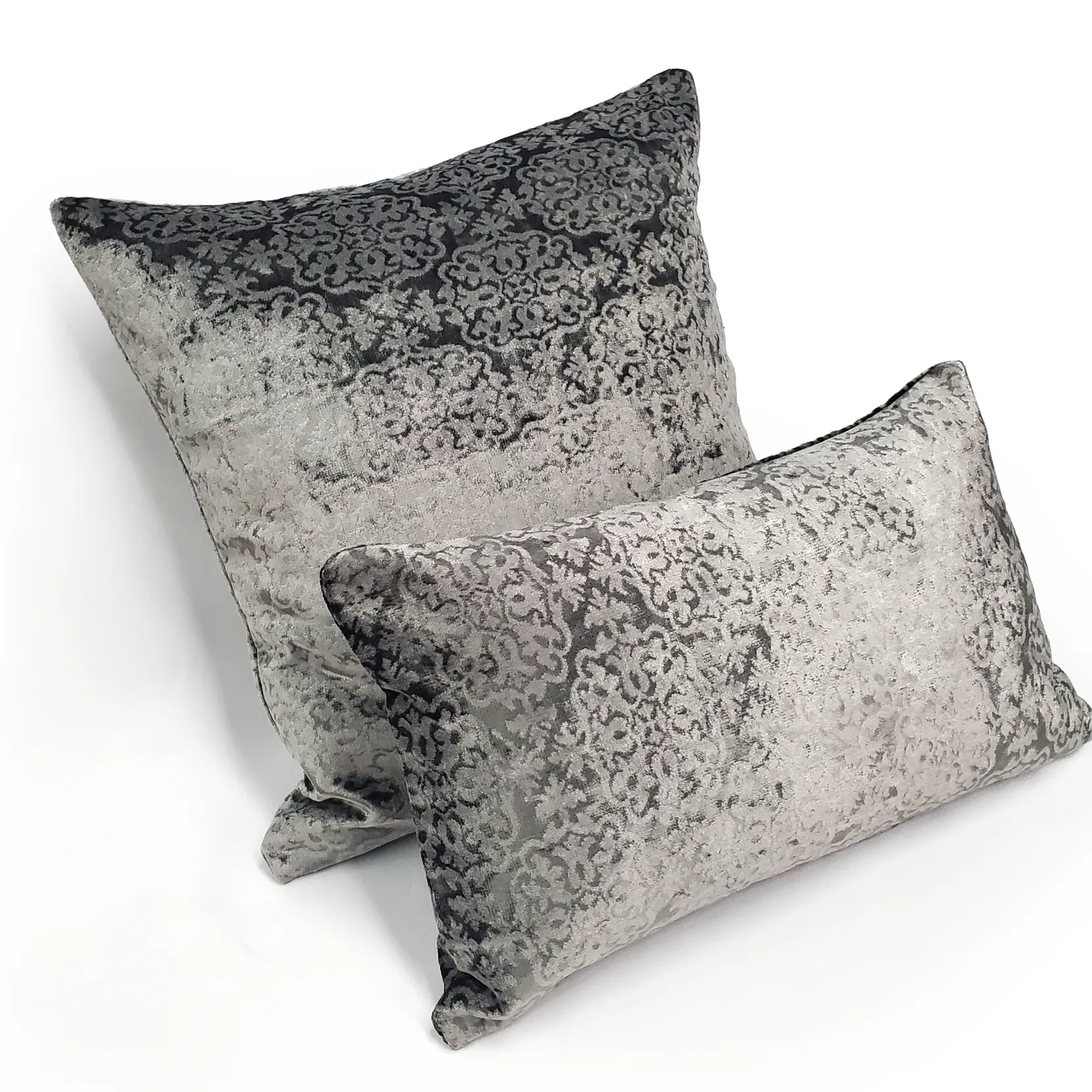 Artemis Pewter Gray Velvet Throw Pillow 20x20