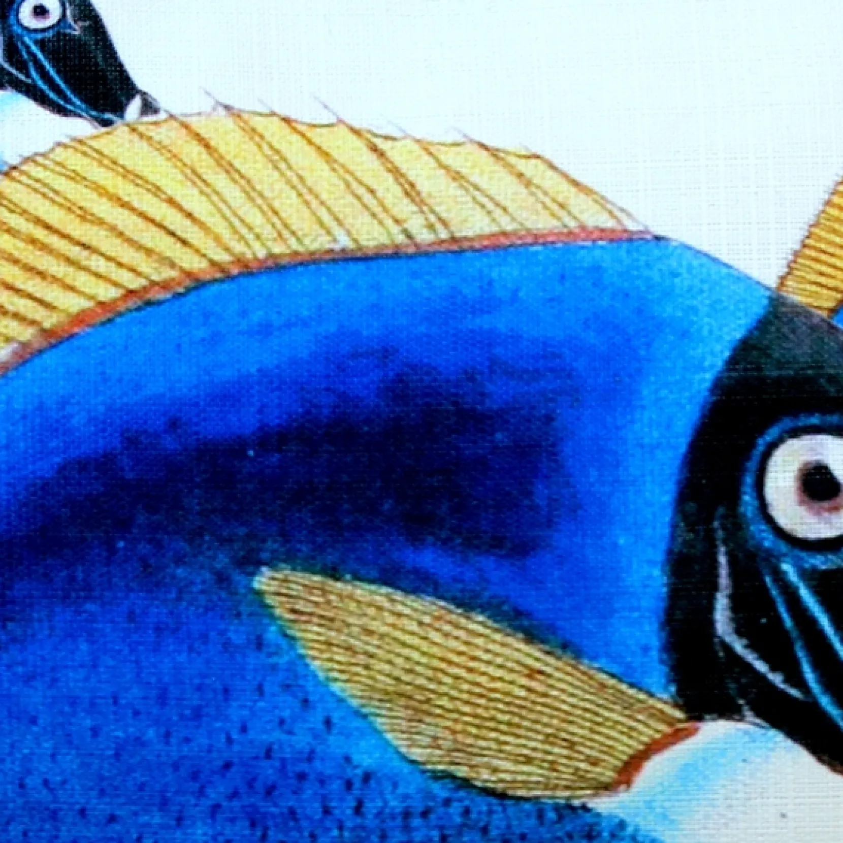 Blue Surgeonfish Fish Pillow 12x19