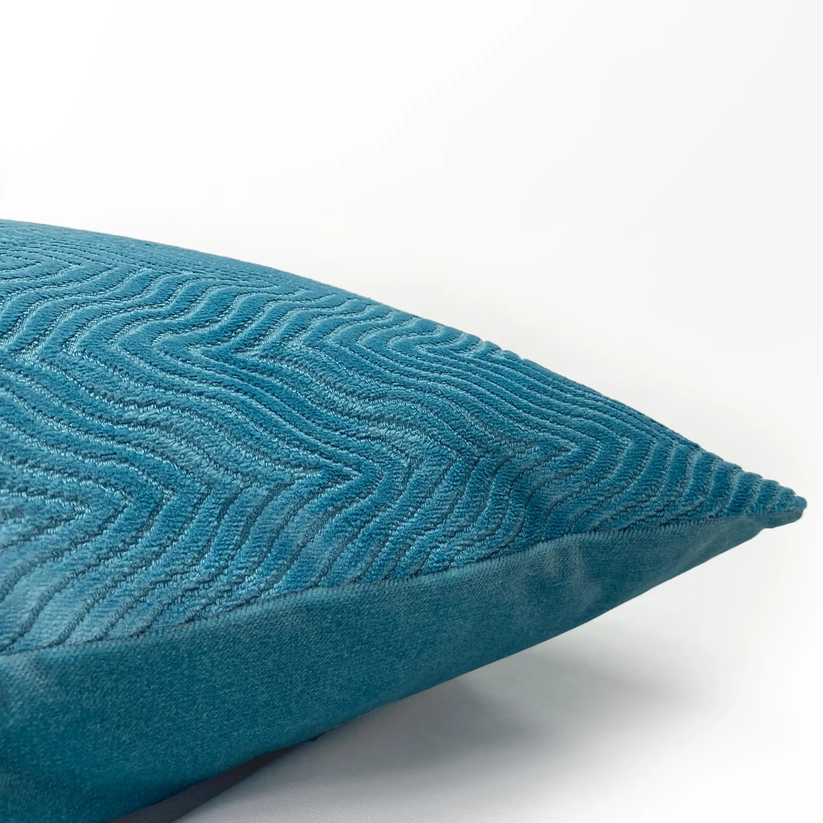 Blue Wave Velvet Throw Pillow 18x18