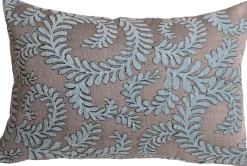 Brackendale Ferns Sea Blue Rectangular Throw Pillow
