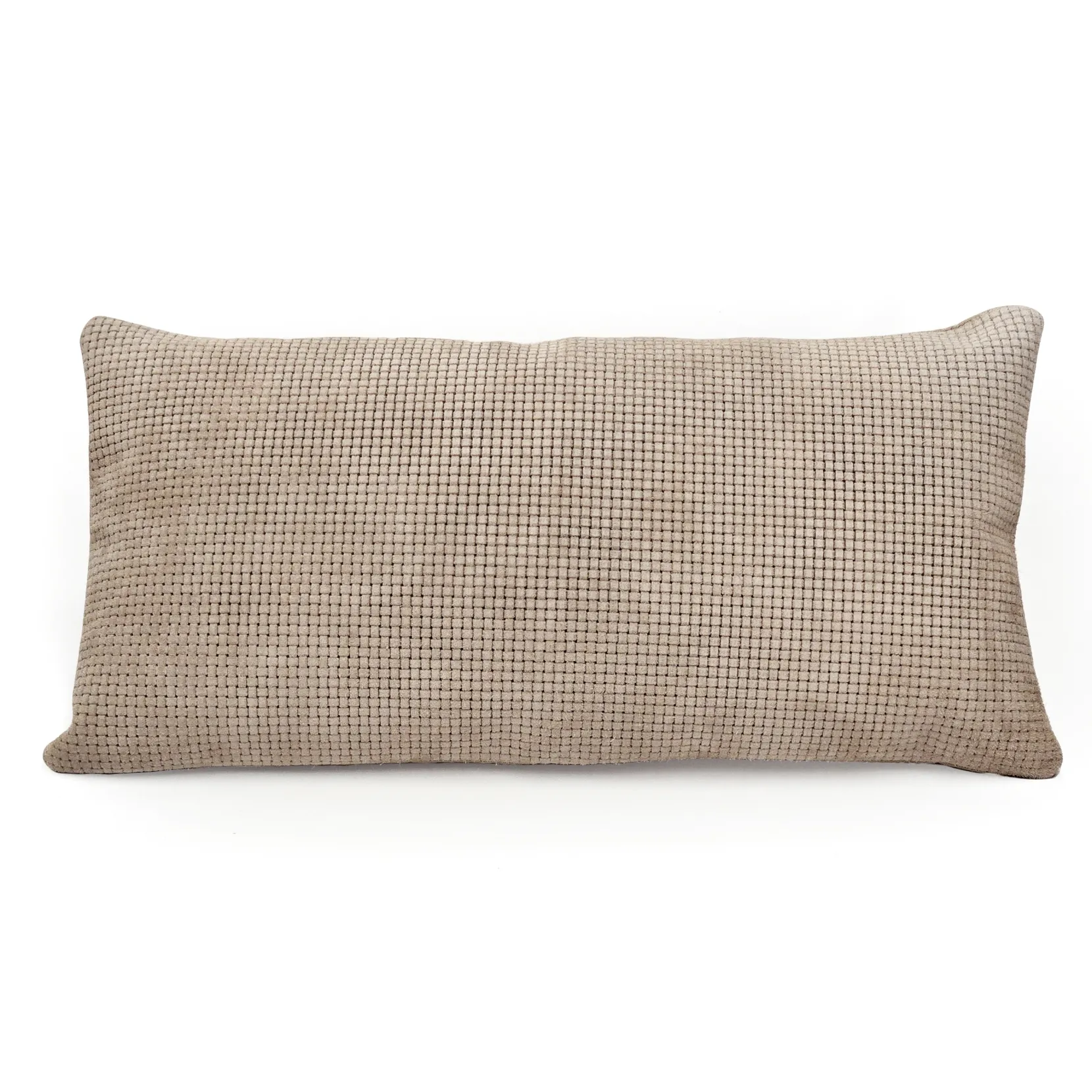 Braided Pressed Leather Suede Throw Pillow 12x22