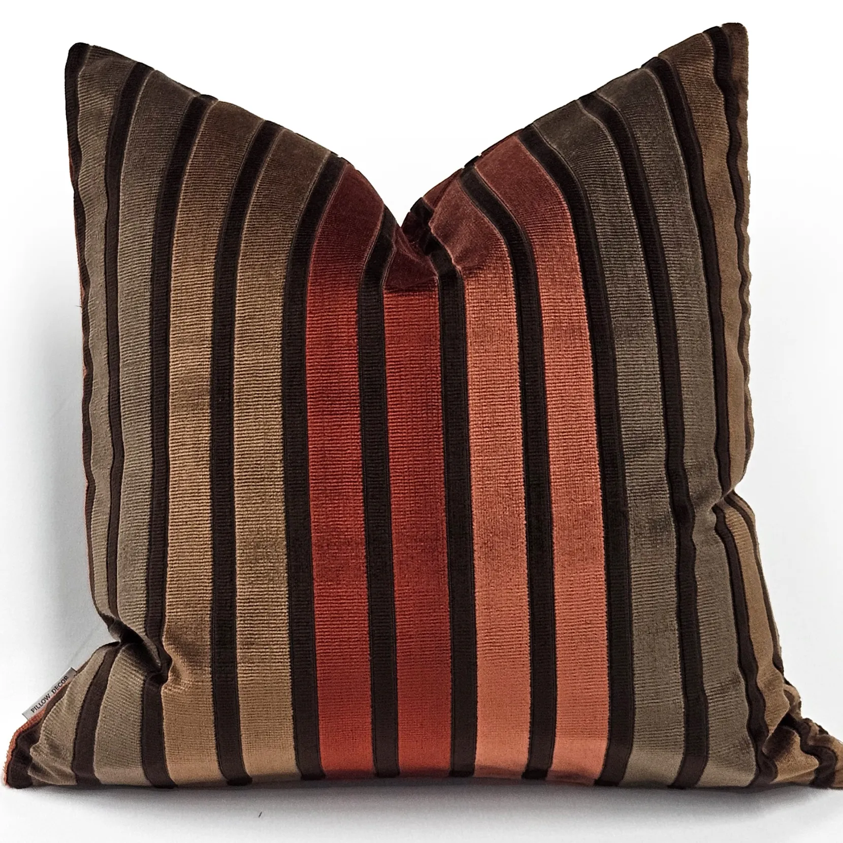 Canyon Stripes Textured Velvet Throw Pillow 20x20