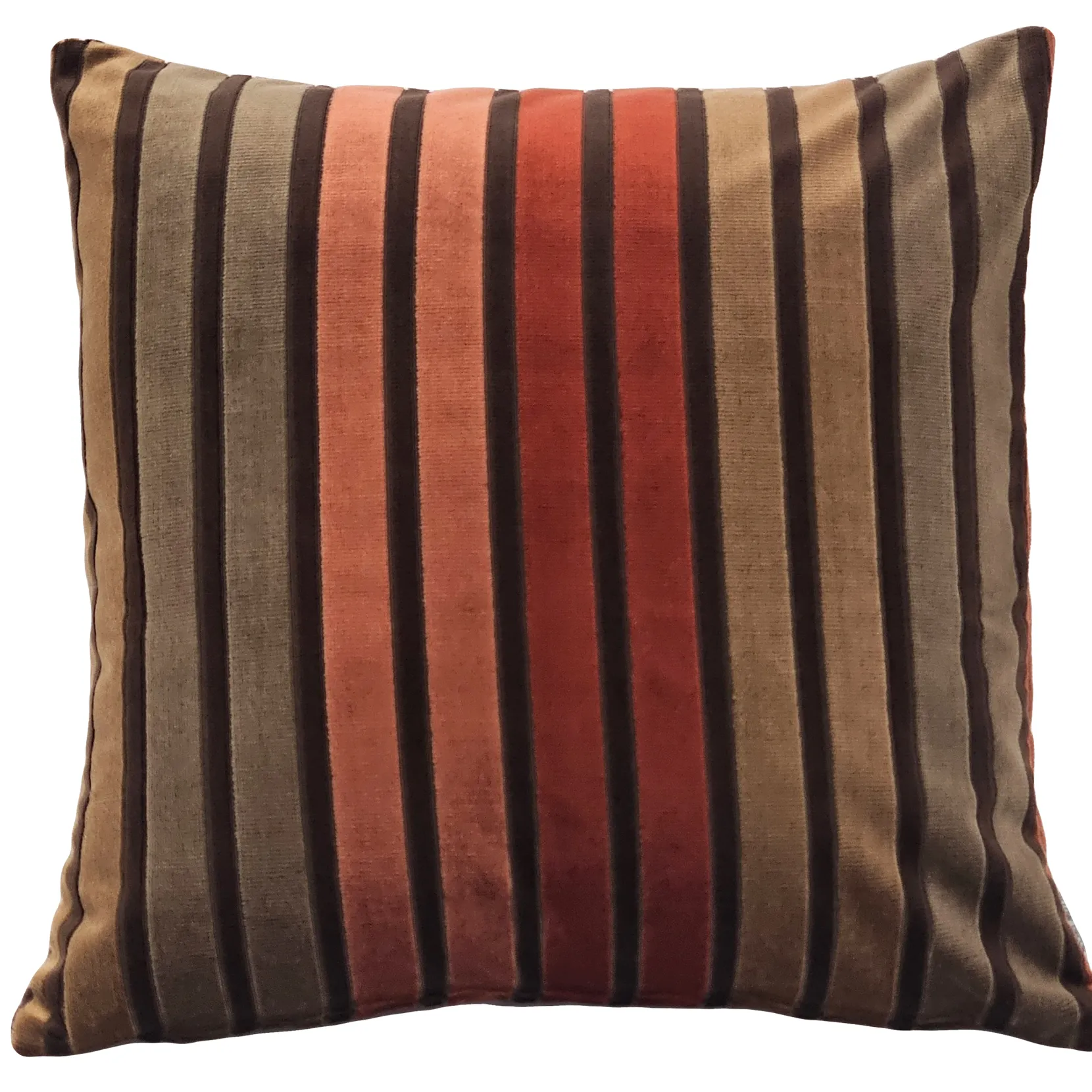 Canyon Stripes Textured Velvet Throw Pillow 20x20