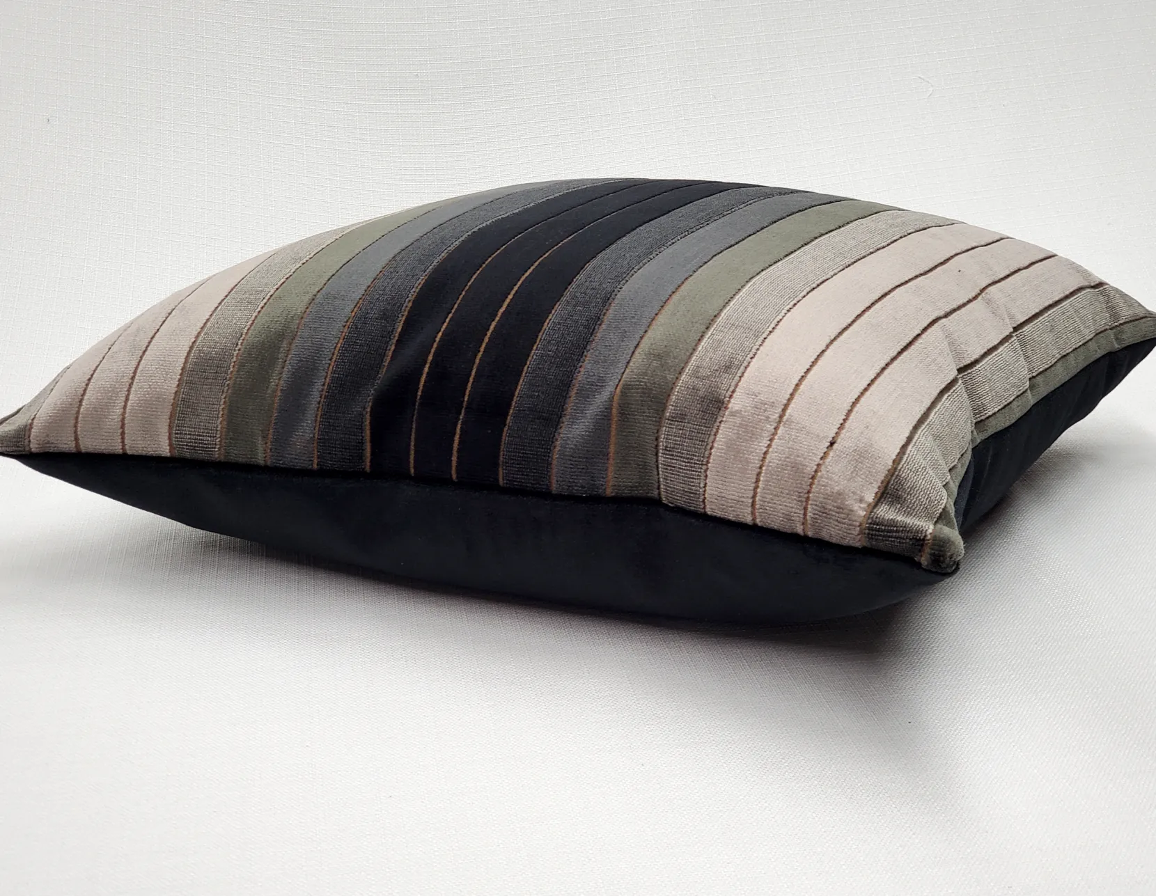 Carbon Stripes Textured Velvet Throw Pillow 20x20