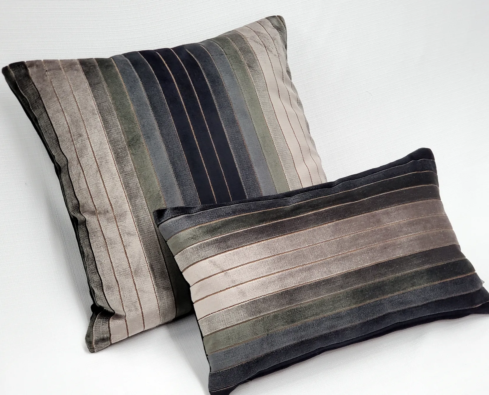 Carbon Stripes Textured Velvet Throw Pillow 20x20