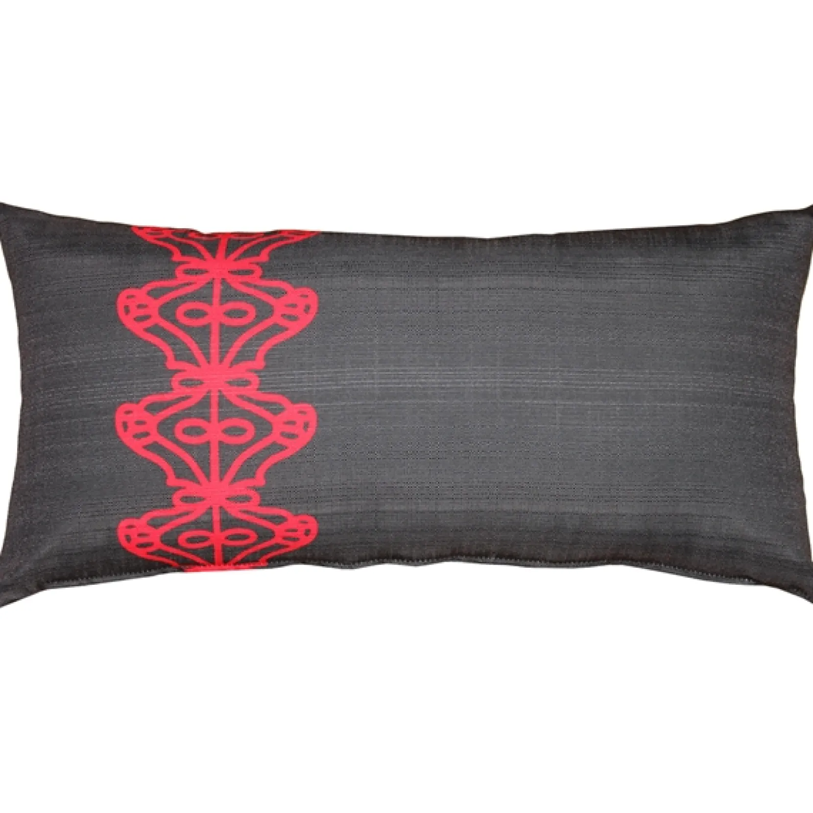 Charcoal Scroll Outdoor Throw Pillow 12x24