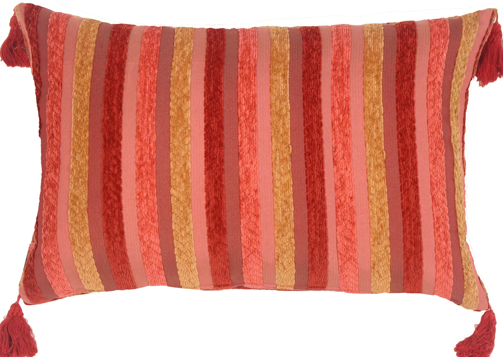 Chenille Stripes in Raspberry and Caramel Accent Pillow 1