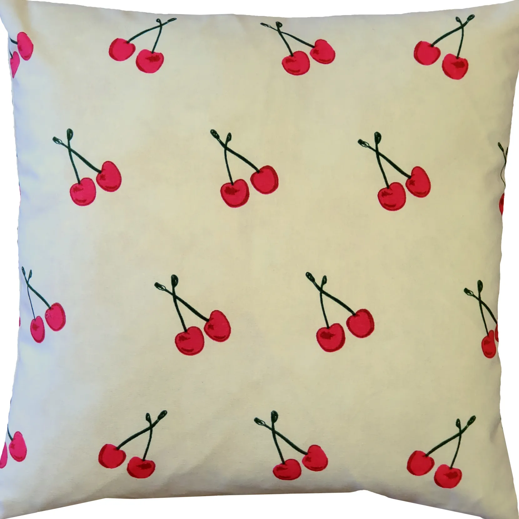 Cherry Rain Cotton Print Throw Pillow 20x20