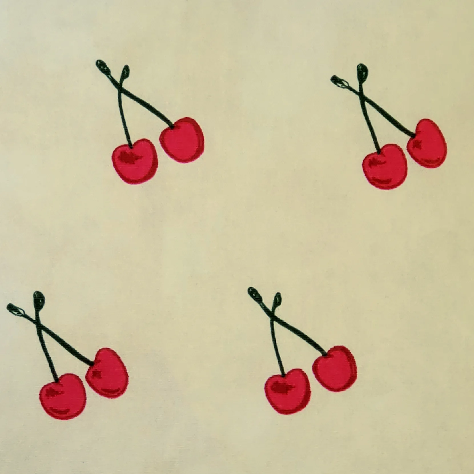 Cherry Rain Cotton Print Throw Pillow 20x20