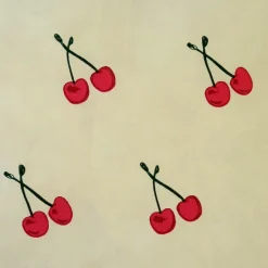 Cherry Rain Cotton Print Throw Pillow 17x17