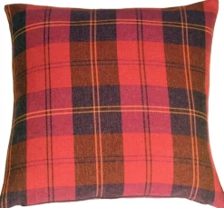 Contemporary Plaid Red 20x20 Throw Pillow