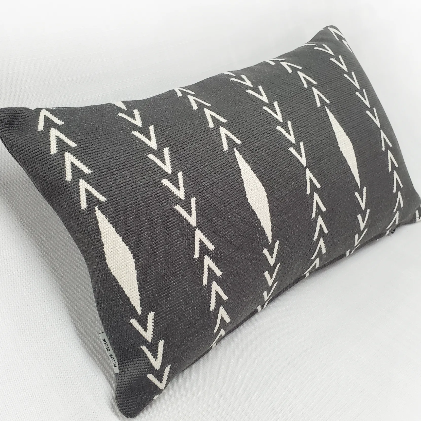Diamond Ray Charcoal Gray Throw Pillow 12x20