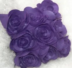 Felt Flowers in Purple 17x17 Throw Pillow