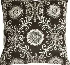 Filigree Black 17x17 Throw Pillow