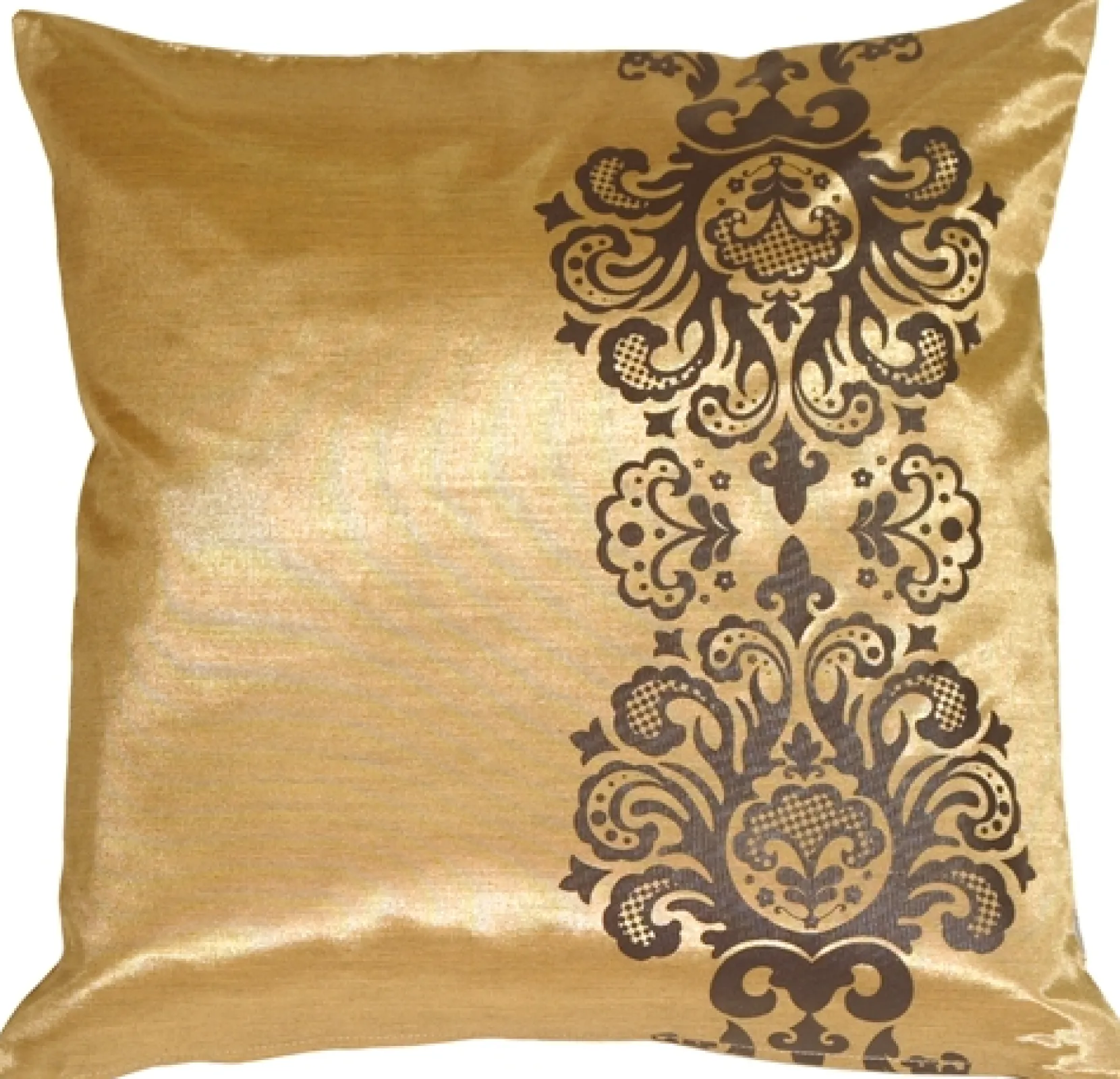 Gold with Brown Baroque Scroll Throw Pillow