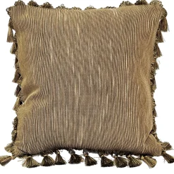 Heather Downs Soft Gold Ribbed Throw Pillow 17x17