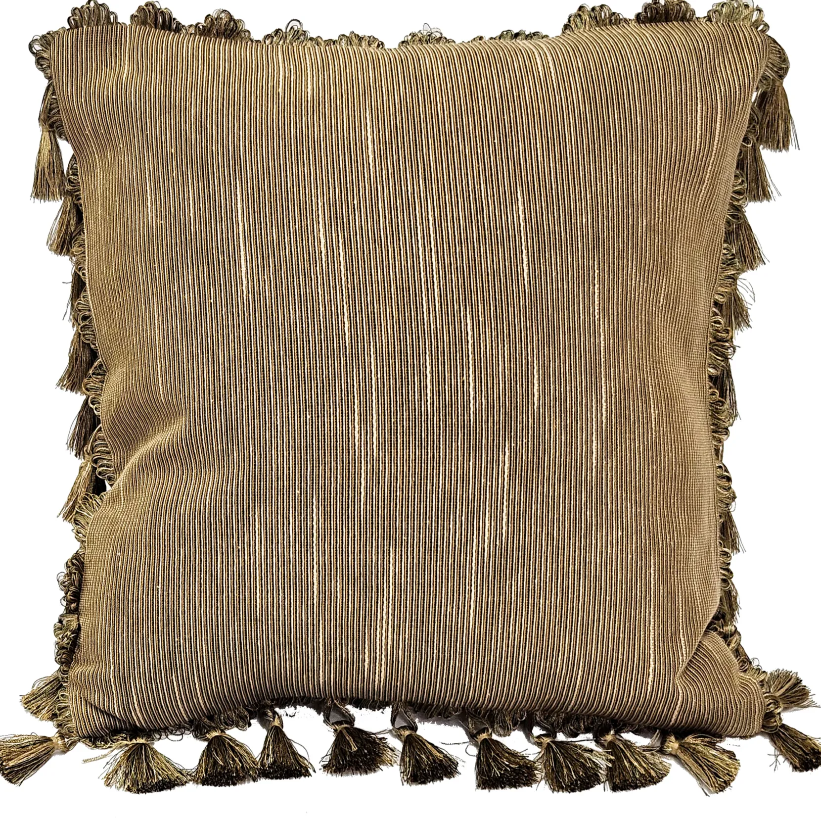 Heather Downs Soft Gold Ribbed Throw Pillow 17x17
