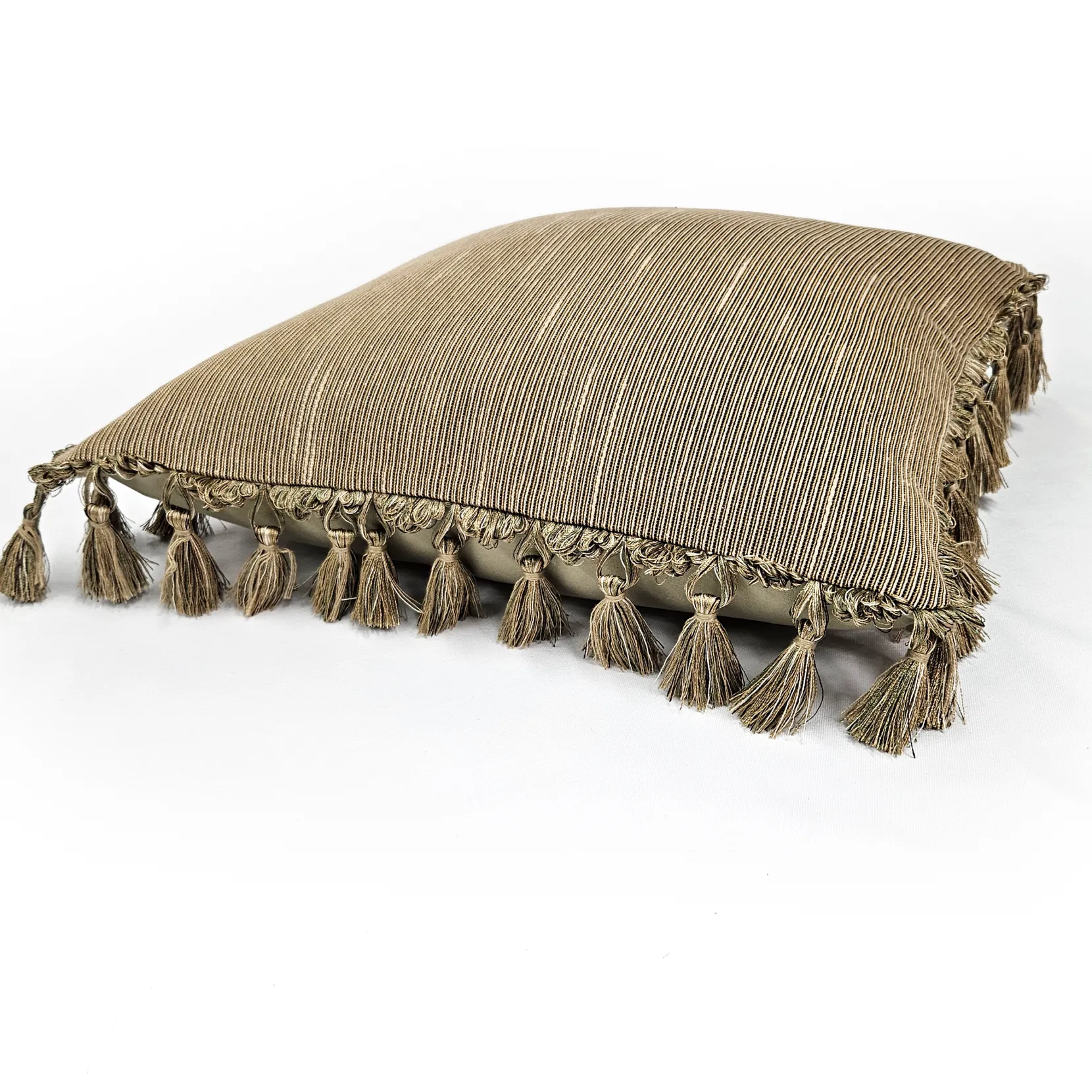 Heather Downs Soft Gold Ribbed Throw Pillow 17x17