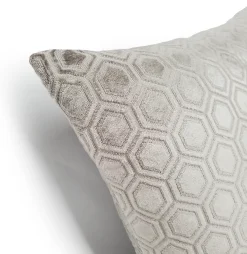 Hexa Mercury Taupe Velour Throw Pillow 18x18