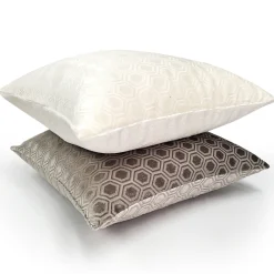 Hexa Mercury Taupe Velour Throw Pillow 18x18