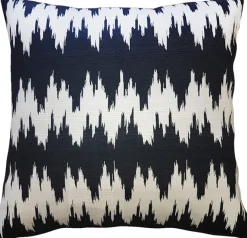 Ikat Stripes Black and Cream Throw Pillow 17x17