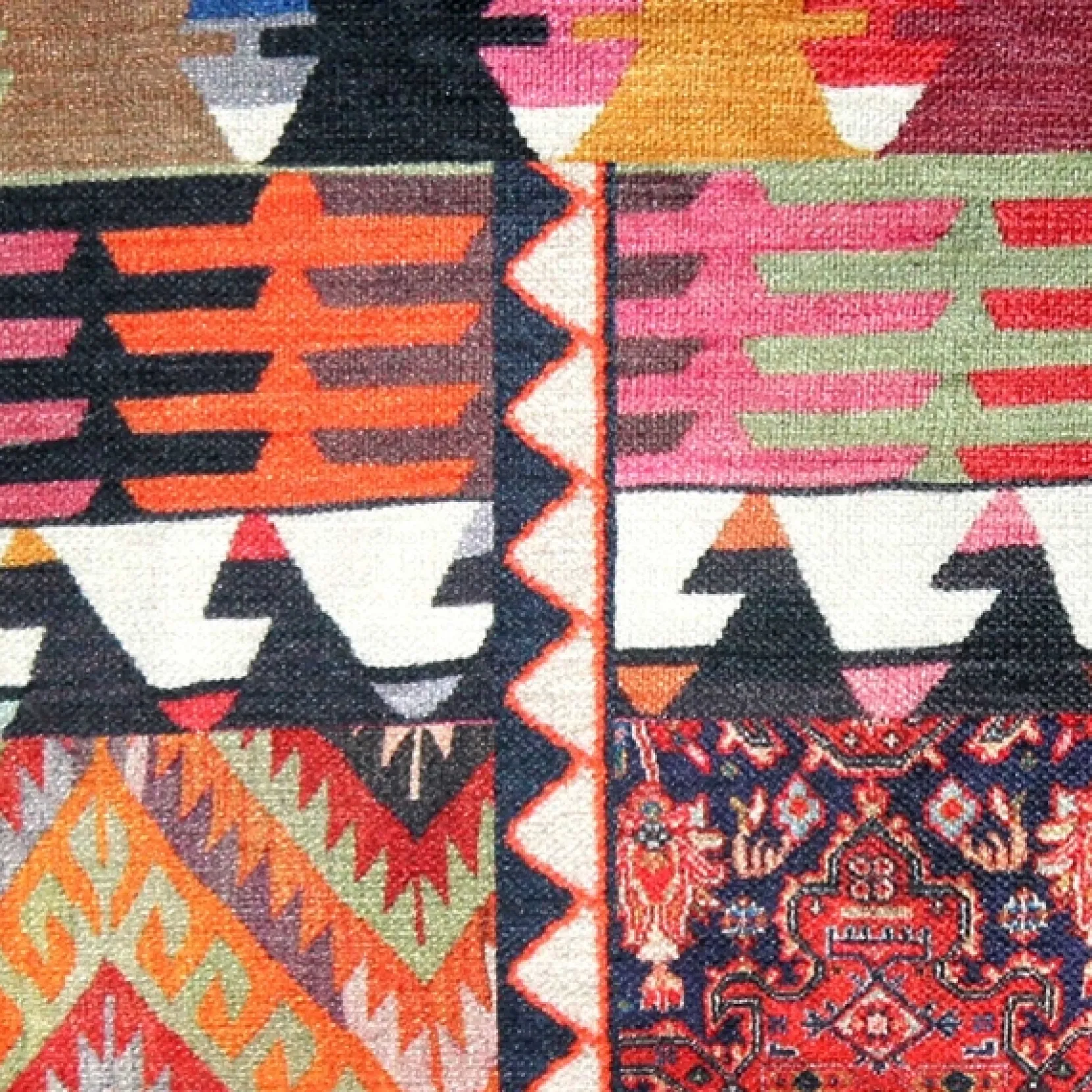 Kilim Collage Throw Pillow 19x19