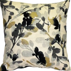 Linen Leaf Graphite Gray Throw Pillow 20x20