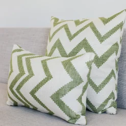 Lorenzo Zigzag Green 20x20 Throw Pillow