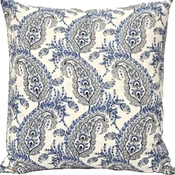 Midnight Paisley Cotton Square Throw Pillow 25x25