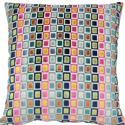 Mod Grid Fiesta Velvet Throw Pillow 21x21