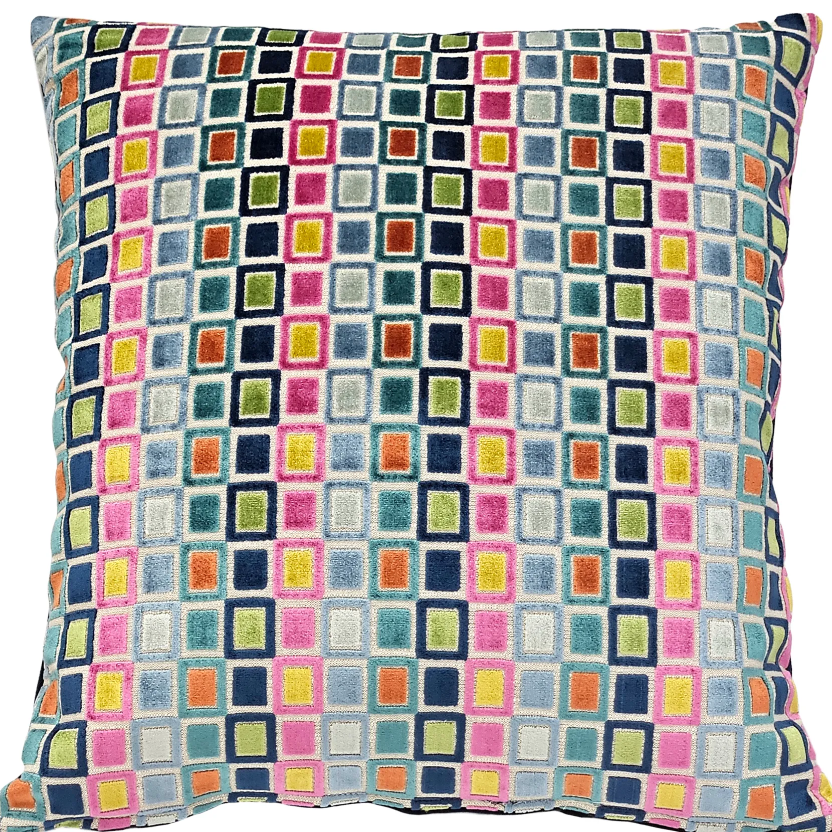 Mod Grid Fiesta Velvet Throw Pillow 21x21