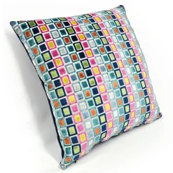 Mod Grid Fiesta Velvet Throw Pillow 21x21