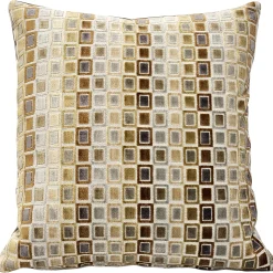 Mod Grid Gold Velvet Throw Pillow 21x21