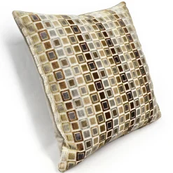 Mod Grid Gold Velvet Throw Pillow 21x21