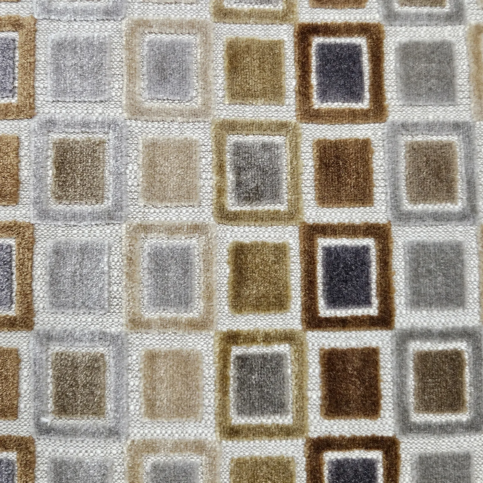 Mod Grid Gold Velvet Throw Pillow 21x21