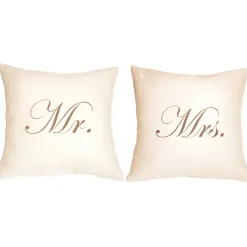Mr and Mrs 18x18 Linen Pillow Set