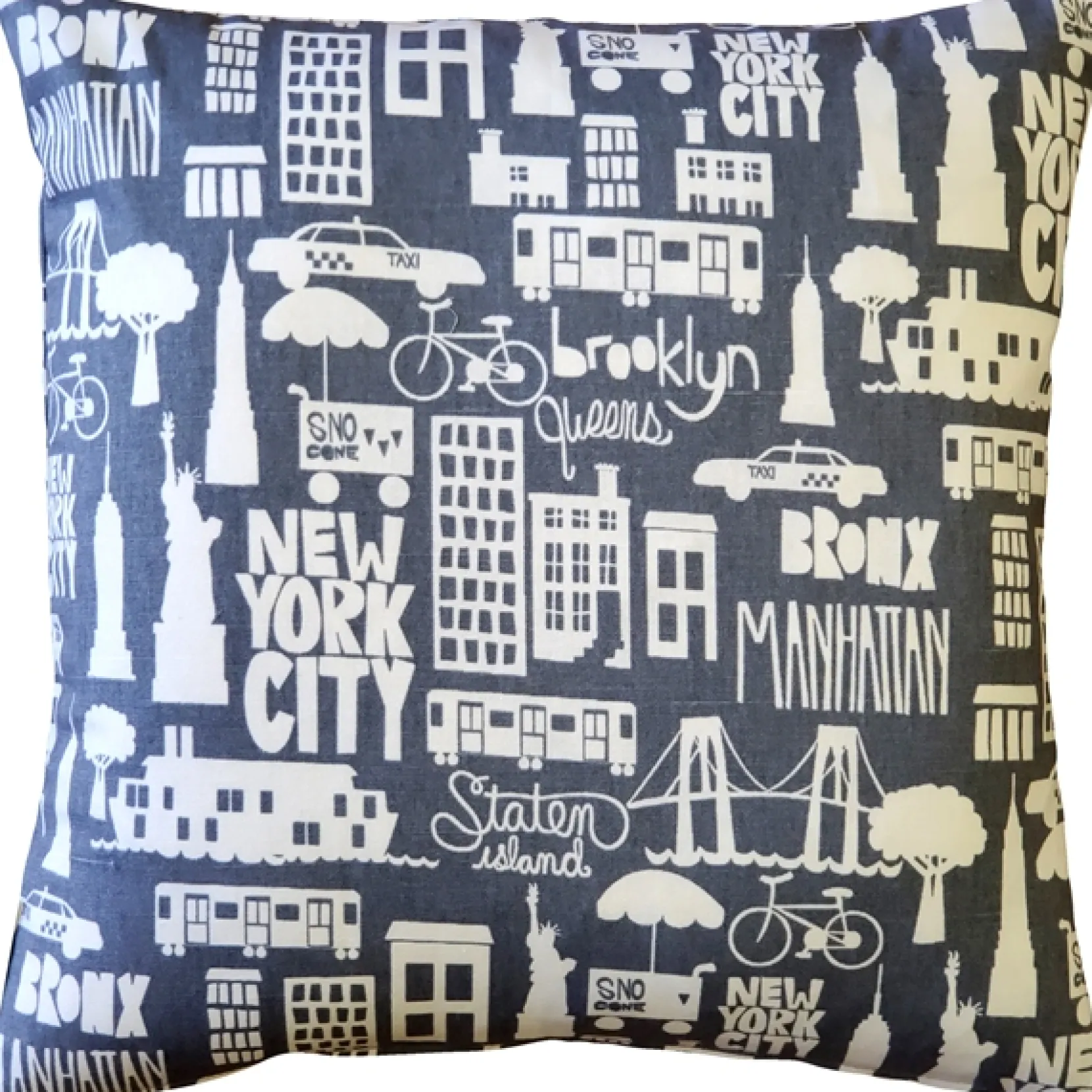 New York City Cotton Print Throw Pillow 17x17