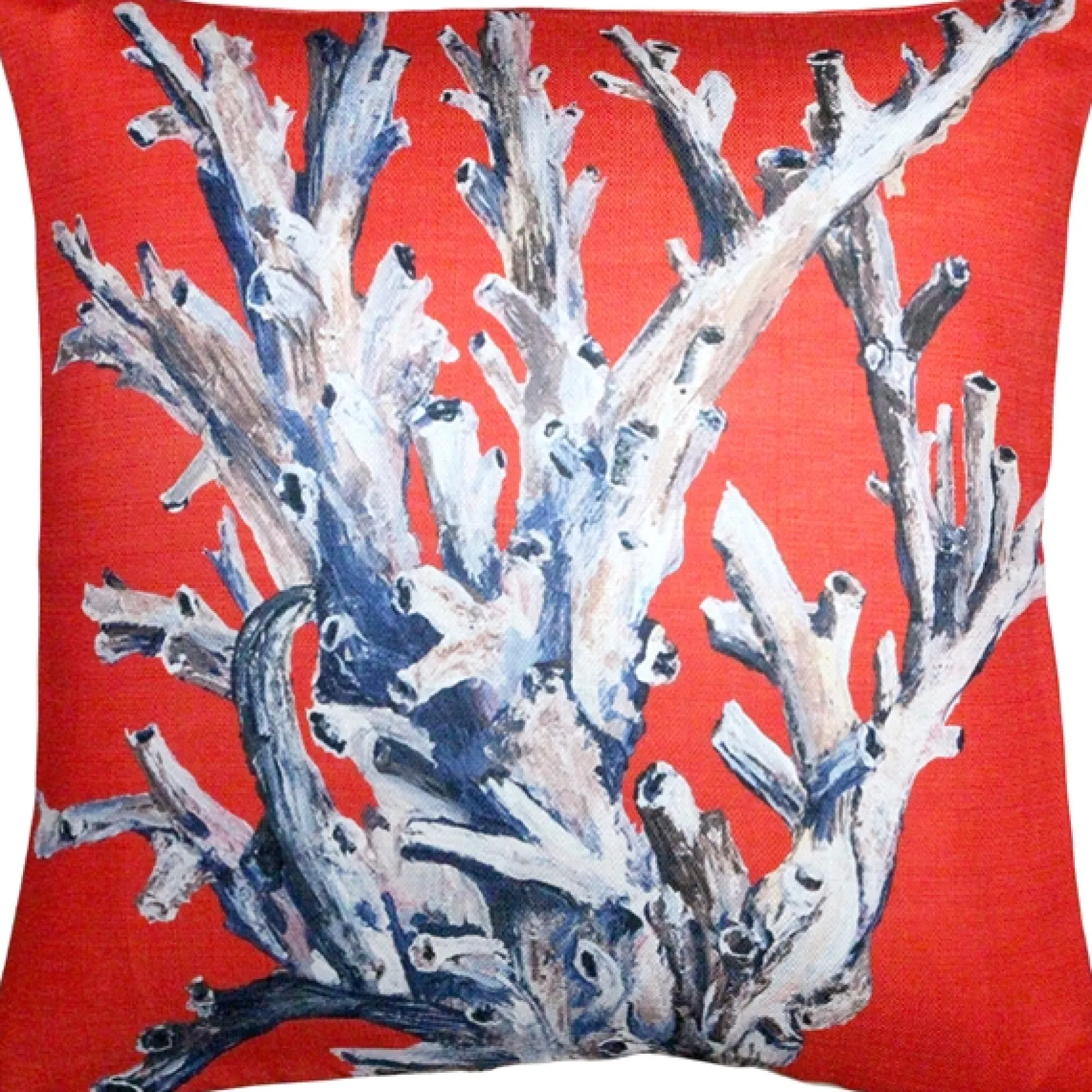 Ocean Reef Coral on Red Throw Pillow 20x20