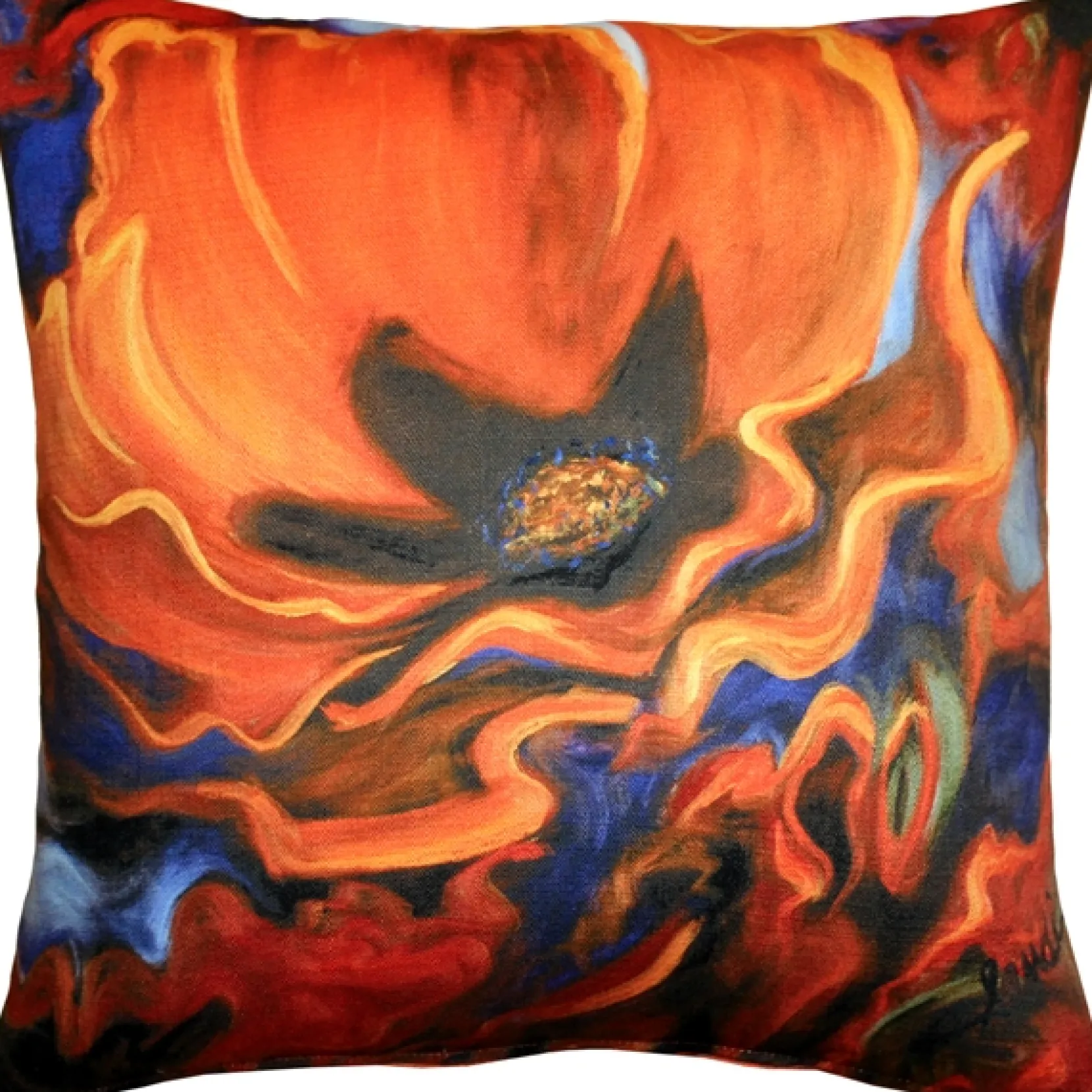 Orange Poppy 20x20 Throw Pillow