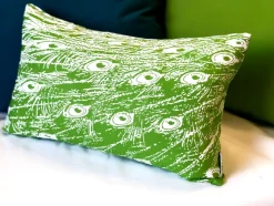 Peacock Green Relief Throw Pillow 12x20