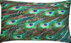 Peacock Tail Throw Pillow 12x20