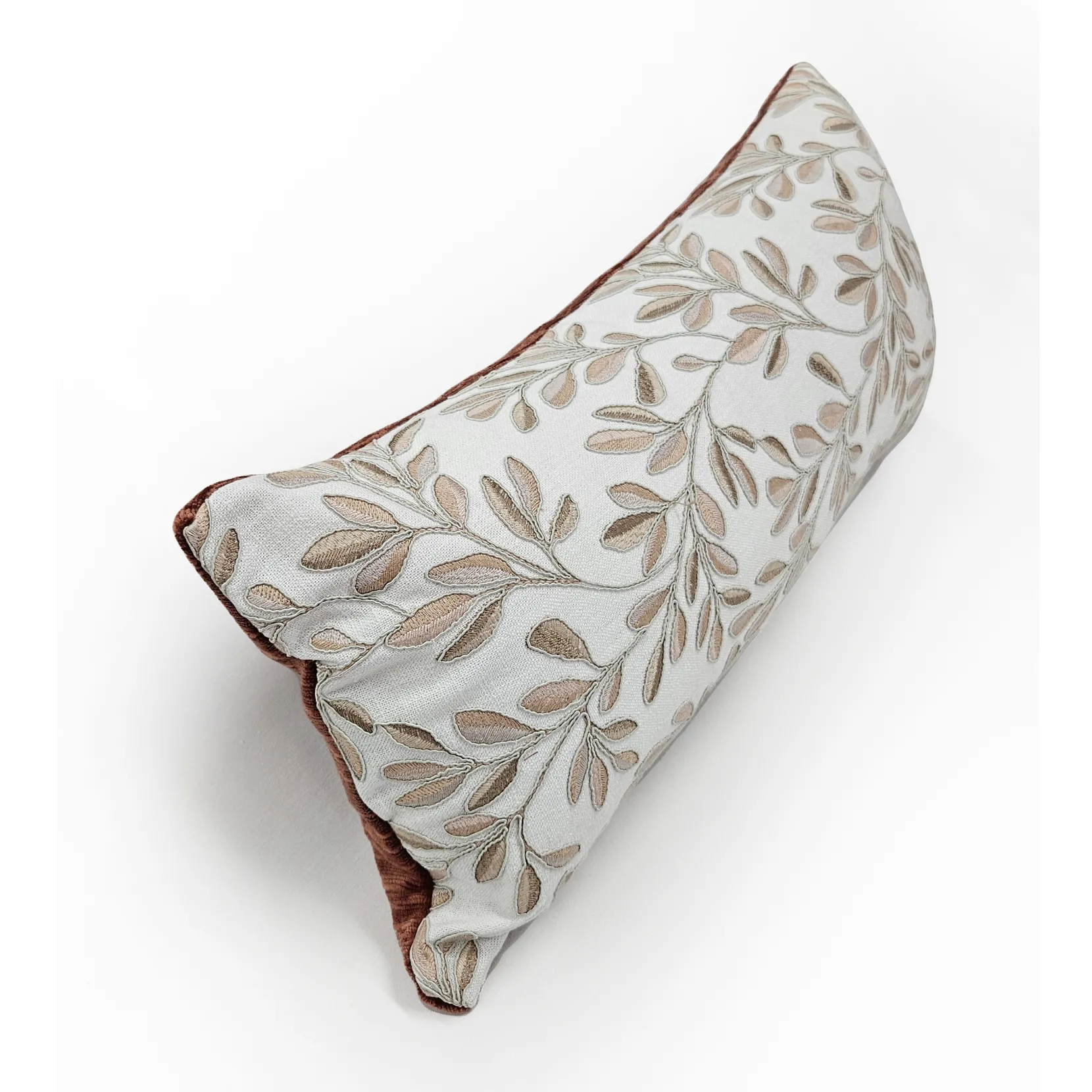Petal Leafage Embroidered Lumbar Pillow 10x24