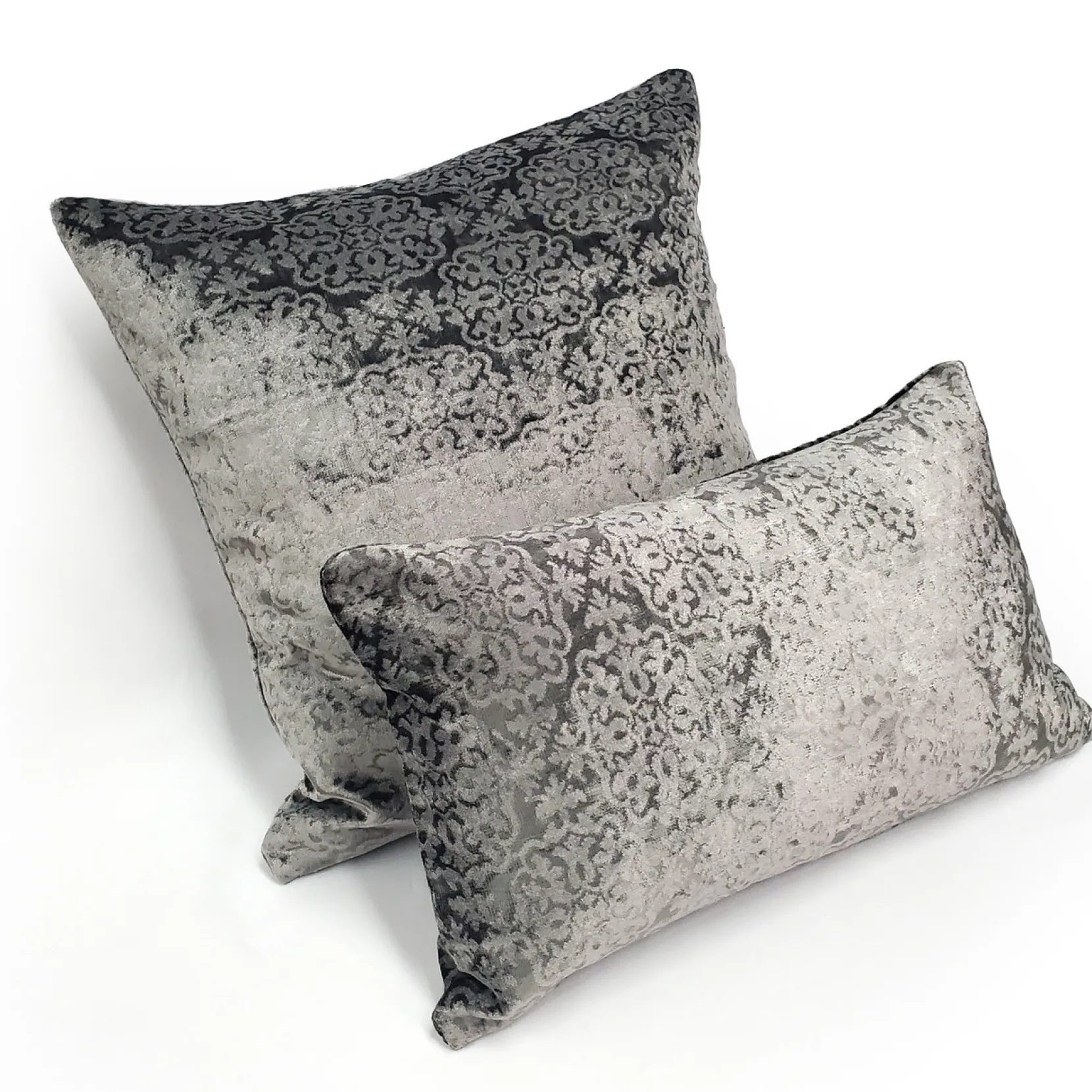 Pewter Gray Velvet Throw Pillow 17x17
