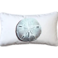 Ponte Vedra Sand Dollar on White Throw Pillow 12x20