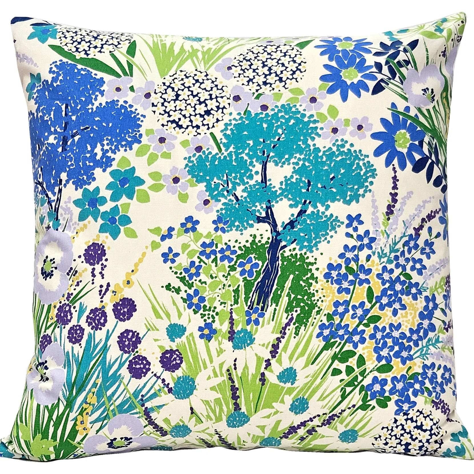 Potting Shed Shady Blues Floral Throw Pillow 25x25