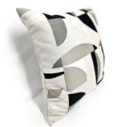 Prism Abstract Black Embroidered Throw Pillow 22x22