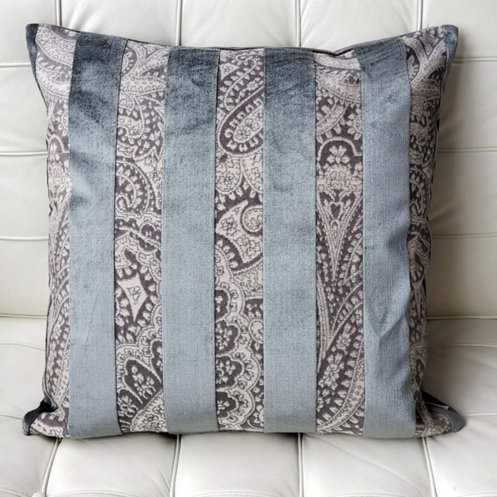 Robert Aluminum Stripe Velvet Pillow 22x22