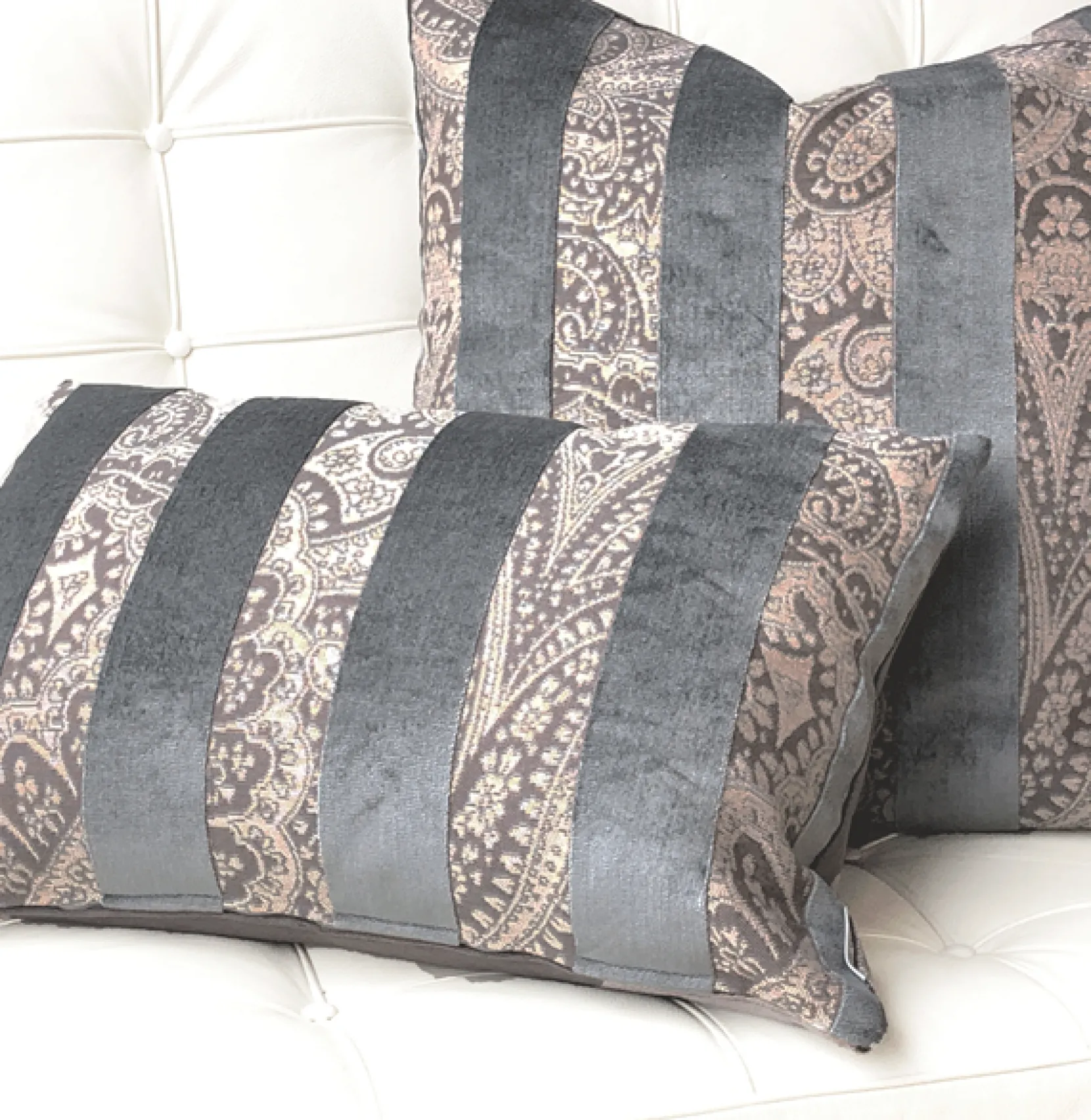 Robert Aluminum Stripe Velvet Pillow 22x22