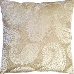 Rochelle Vanilla Paisley Velvet Pillow 20x20